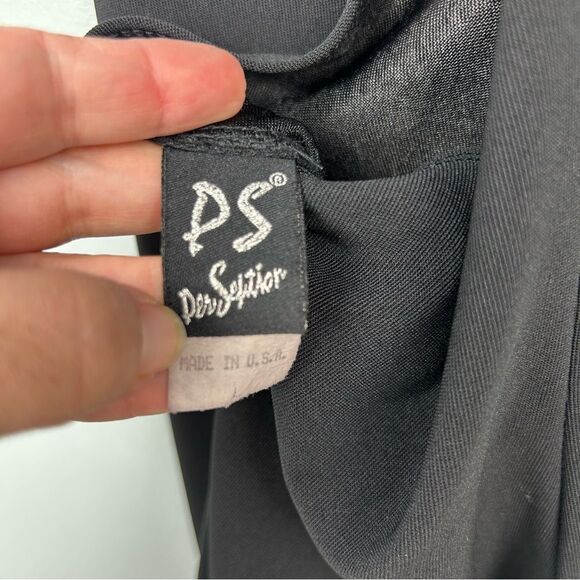 PS Per Seption Little Black Dress Vintage Knee Length Open Cross Over Back Sz L - Picture 6 of 13